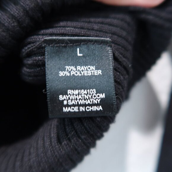 Say What Womens Cropped Top Knit Boat Neck Long Sleeve Black Shirt L - Picture 8 of 12